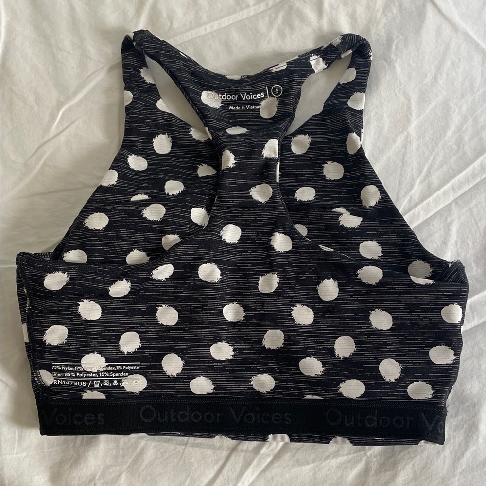 Outdoor Voices Black and White Polka Dot Sports Bra - Size Small - Picture 4 of 4